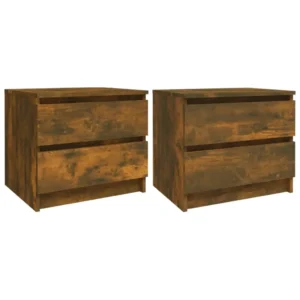 Lot de 2 tables de nuit chêne design moderne 1 tiroir, 50x39x43.5cm