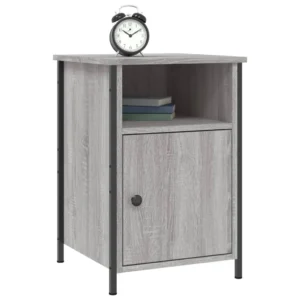 Lot de 2 tables de chevet bois gris contemporain compact, 40x42x60cm