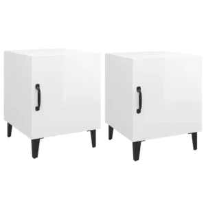 Lot de 2 tables de nuit bois blanc design moderne tiroir coulissant, 40x40x50cm