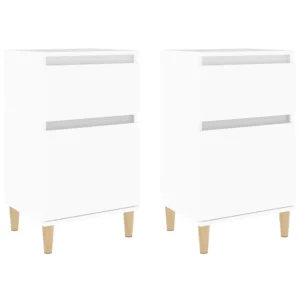 Lot de 2 tables de nuit bois blanc design moderne connecté, 40x35x70cm
