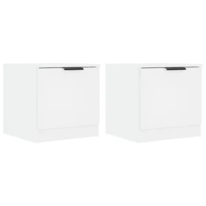 Lot de 2 tables de chevet bois design moderne transparent, 40x39x40cm