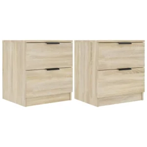 Lot de 2 tables de chevet chêne design transparent, 45x39x50cm