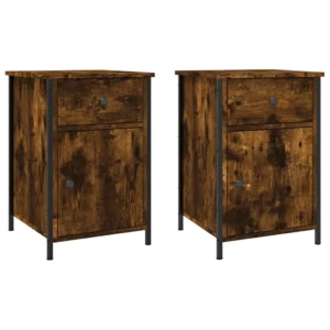 Lot de 2 chevets chêne moderne tiroir coulissant, 40x42x60cm