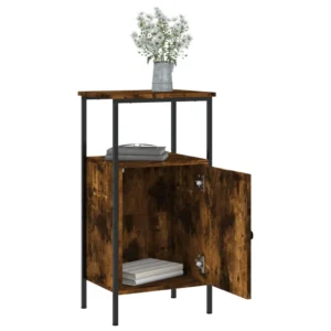 Lot de 2 tables de nuit chêne design industriel connecté, 41x31x80cm