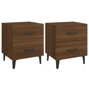 Lot de 2 chevets chêne marron design moderne tablette, 40x35x47.5cm