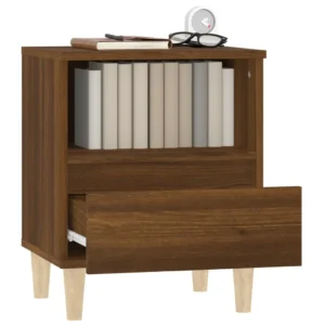 Lot de 2 tables de chevet chêne marron design connecté, 40x35x50cm