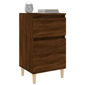 Lot de 2 chevets chêne marron rétro 2 tiroirs, 40x35x70cm