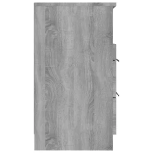 Lot de 2 tables de nuit bois gris design moderne 2 tiroirs, 40x36x65cm