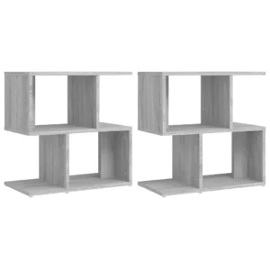 Lot de 2 tables de nuit bois gris moderne LED, 50x30x51.5cm