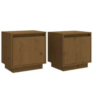 Lot de 2 tables de chevet pin marron design moderne compact, 40x30x40cm