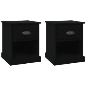 Lot de 2 tables de nuit bois moderne étagère, 39x39x47.5cm