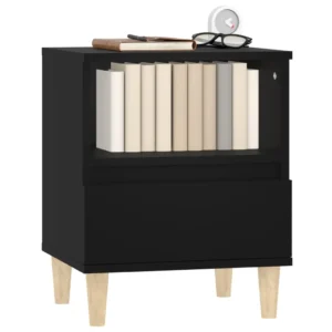 Lot de 2 tables de chevet bois design moderne étagère ouverte, 40x35x50cm