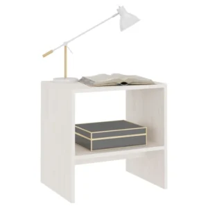 Lot de 2 tables de nuit pin blanche moderne étagère ouverte, 40x30.5x40cm