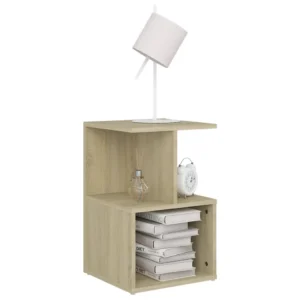 Lot de 2 tables de chevet chêne moderne suspendu, 35x35x55cm