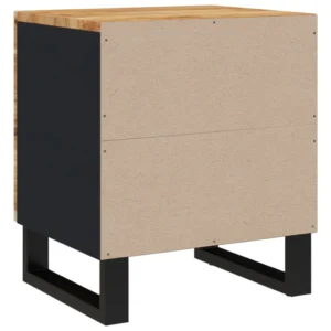 Table de chevet acacia noir moderne contemporain connecté, 40x33x46cm