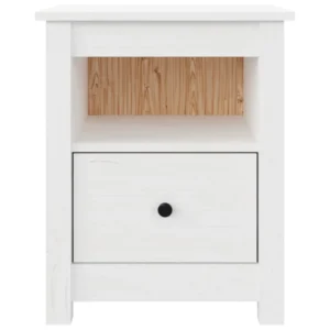 Table de nuit pin blanche design 1 tiroir, 40x35x49cm