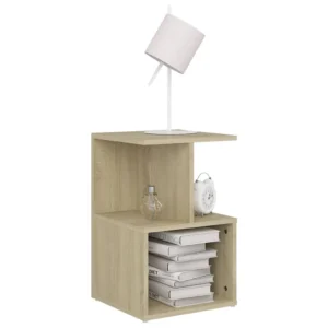 Table de chevet chêne design moderne tablette, 35x35x55cm