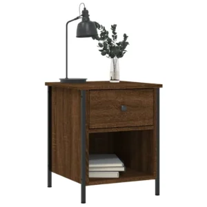 Table de chevet chêne marron design compact, 40x42x50cm