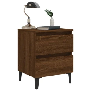 Table de chevet métal marron design moderne 3 tiroirs, 40x35x50cm