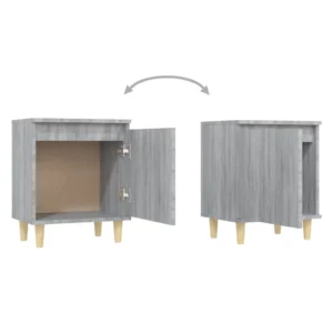 Table de nuit bois gris design scandinave 1 tiroir, 40x30x50cm