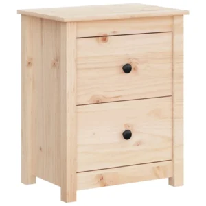 Table de chevet pin rustique 2 tiroirs, 50x35x61.5cm