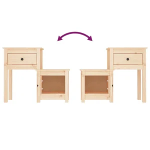 Chevet pin design tiroir coulissant, 79.5x38x65.5cm
