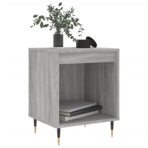 Chevet bois gris design original transparent, 40x35x50cm