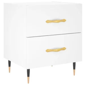 Chevet bois blanc moderne tiroir coulissant, 40x35x47.5cm