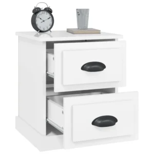 Chevet bois blanc design contemporain 2 tiroirs, 39x39x47.5cm