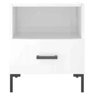 Table de nuit bois blanc design original tiroir coulissant, 40x35x47.5cm