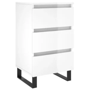 Table de nuit bois blanc moderne 3 tiroirs, 40x35x69cm