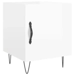 Table de chevet bois blanc design moderne tablette, 40x40x50cm
