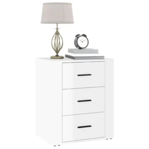 Chevet bois blanc design moderne étagère, 50x36x60cm