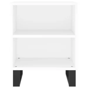 Table de chevet bois blanche design moderne transparent, 40x30x50cm