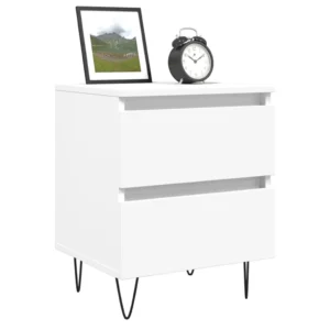 Table de chevet bois blanche design moderne connecté, 40x35x50cm