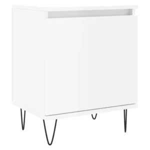 Table de chevet bois blanche design contemporain compact, 40x30x50cm