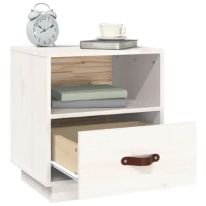 Chevet pin blanche design contemporain suspendu, 40x34x45cm
