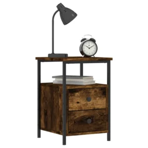 Table de chevet bois design moderne 3 tiroirs, 34x35.5x50cm