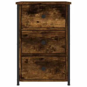 Table de nuit bois moderne industriel 3 tiroirs, 40x36x60cm