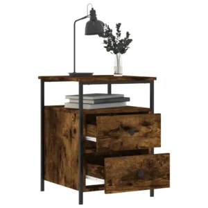 Table de chevet bois industriel tiroir coulissant, 44x45x60cm