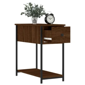 Table de chevet bois marron design mural compact, 30x60x60cm