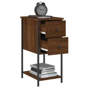 Chevet bois marron design compact, 32x42x70cm