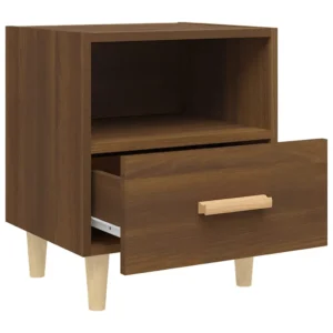 Table de chevet chêne marron scandinave moderne étagère ouverte, 40x35x47cm
