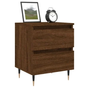 Chevet bois marron design 2 tiroirs, 40x35x50cm