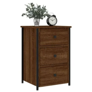 Chevet bois marron design 3 tiroirs, 40x36x60cm