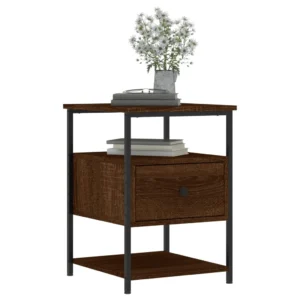 Table de chevet bois marron design compact, 40x42x56cm