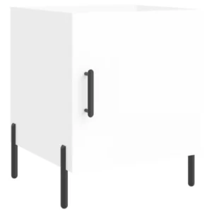 Table de nuit bois blanc design moderne étagère, 40x40x50cm