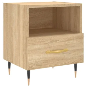 Table de nuit bois design moderne transparent, 40x35x47.5cm