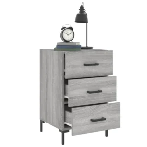 Chevet bois gris design moderne tiroir coulissant, 40x40x66cm