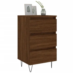 Table de chevet bois marron rustique transparent, 40x35x69cm